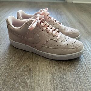 Nike Court Vision Low Light Pink Suede Sneakers Size 9.5